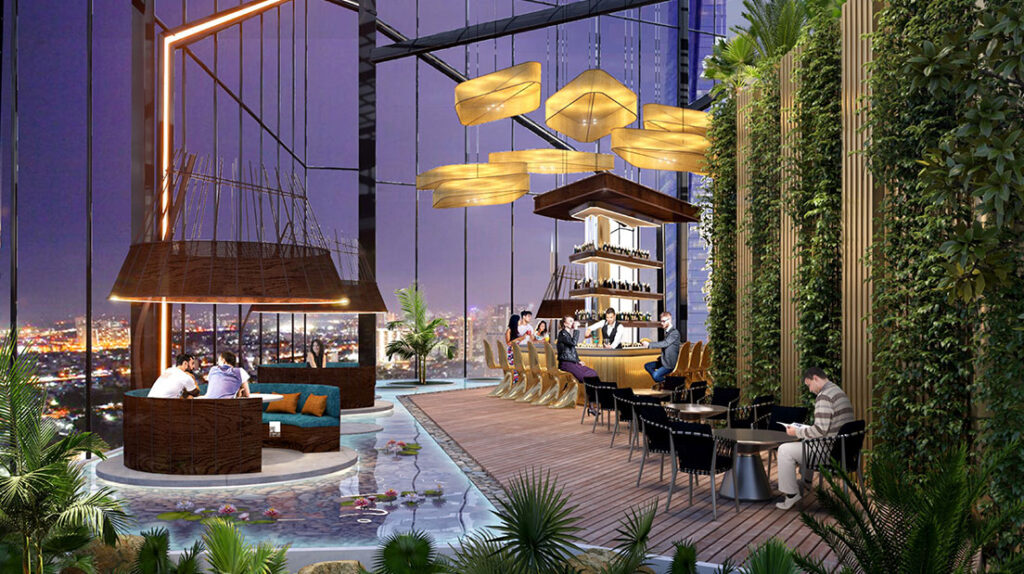 Bán Sky Villa căn góc 2 tầng Đông Tứ Trạch có sẵn vườn cây xanh, view nhìn Panorama Noble Crystal Long Biên